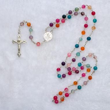 6mm Colourful Stone quality rosaries for sale (CR104)