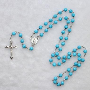 8mm Acrylic Beads Catholic Rosary Necklace (CR228)