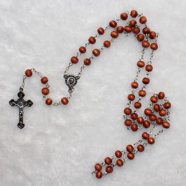 6mm wood carved rosary (CR243)