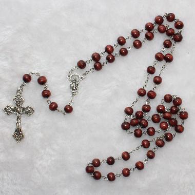 8mm  wood cross rosary beads(CR246)