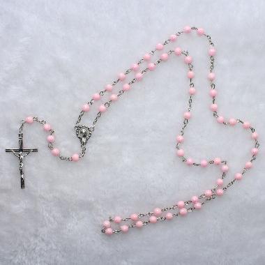 6mm Hot sale plastic rosary beads necklace (CR257)