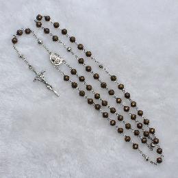 6mm Cheap plastic rose rosary beads with baby center (CR258)