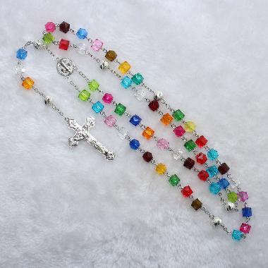 8mm plastic rosary beads necklace (CR266)