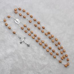 8*7mm wooden rosary bead virgin mary necklace (CR272)