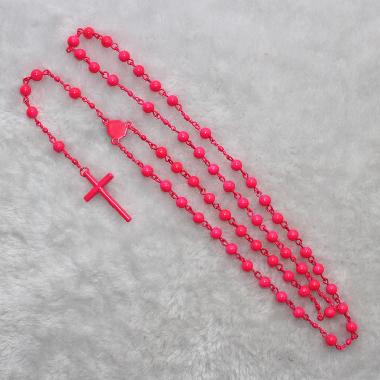 6mm Plated pink Metal Bead small Rosary (CR278)