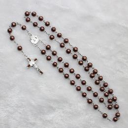 8mm glass beads chain rosary necklace (CR280)