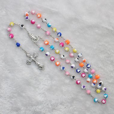 8mm pray rosary with rose beads (CR282)