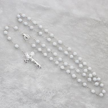 8mm Cheap religious chain plastic rose rosary beads(CR283)