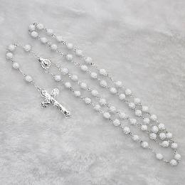 8mm Cheap religious chain plastic rose rosary beads(CR283)