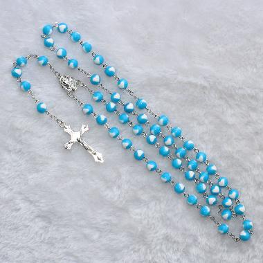 8mm beads rosary with christian cross (CR286)