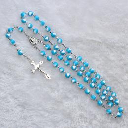 8mm beads rosary with christian cross (CR286)