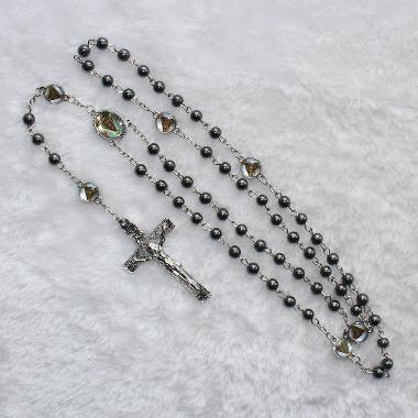 6mm Cross Rosary Hematite Rosary Beads(CR288)