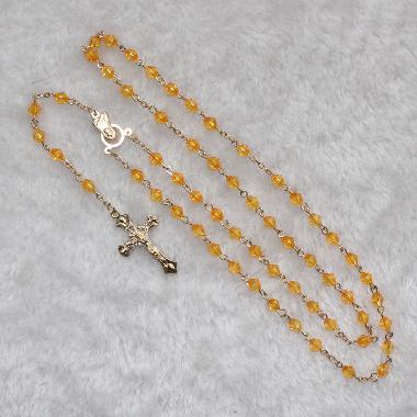 6mm Cross Religious Rosary Beads Catholic Necklace (CR318)